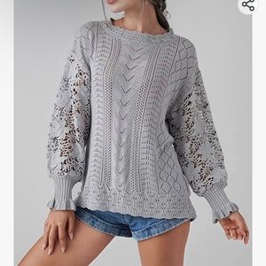 Gray Crochet Sweater